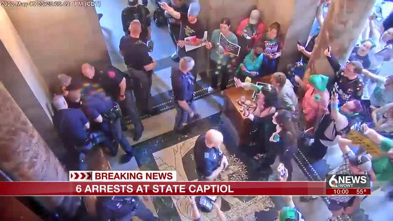 Six arrests were made at the Nebraska State Capitol Friday as debate continued on the...